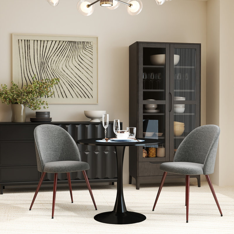 Kasparas 3-Pieces Modern Dining Table Set with Round Table and Upholstered Chairs for Kitchen Dining Room or Reception Spaces