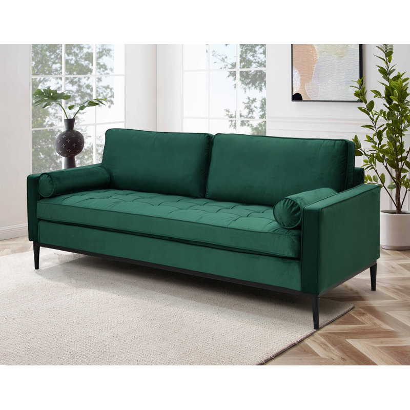 Birchanger 3 Seater Velvet Sofa, Green
