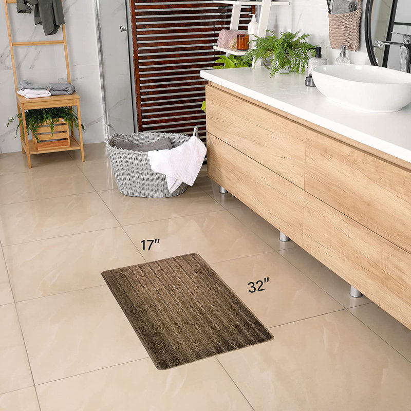 Non-Slip Bath Mat, 17" x 32", Taupe