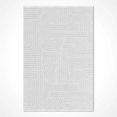 Rina White Modern Polyester Area Rug Easy to Clean