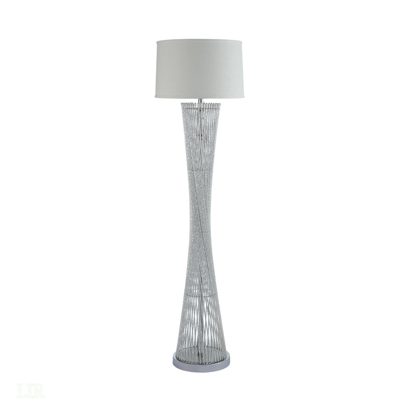 Veilleuse à DEL, lampe de plancher luxueuse à finition argentée 1pc, lampes de chambre à coucher pour salon moderne, assemblage requis, lampe de table