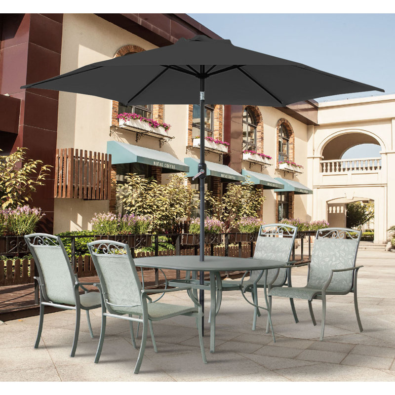 Prado Traditional Parasol, 240cm H x 300cm W x 300cm D, Black
