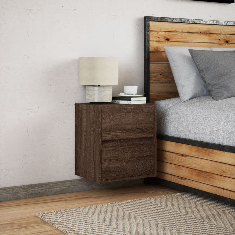 Coenraad 41cm W Bedside Table, Brown Oak