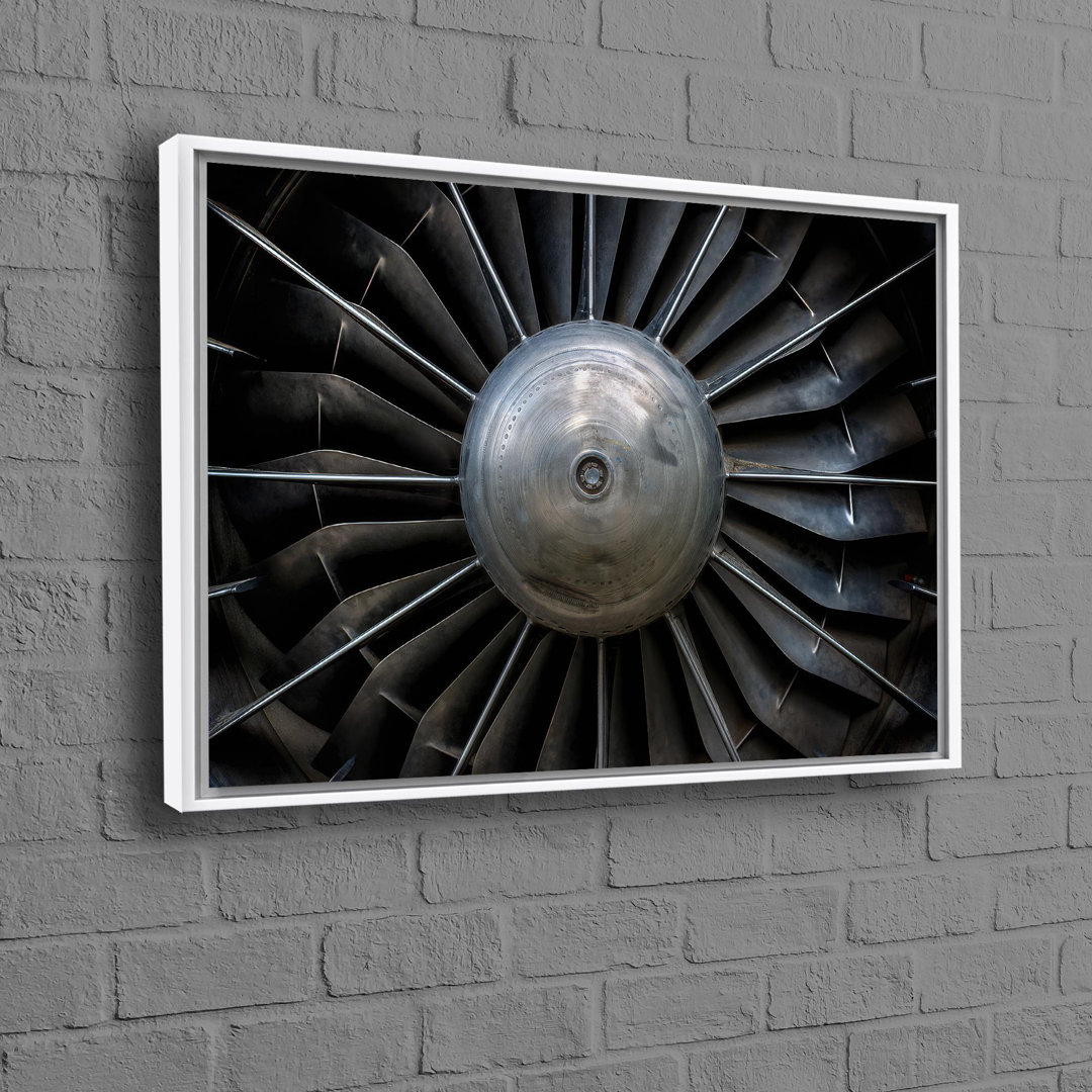 Large Minimalist Modern Art Canvas Poster Featuring an Aircraft Turbine Ideal for Enhancing the Wall Decor in a Cave or Any Room
