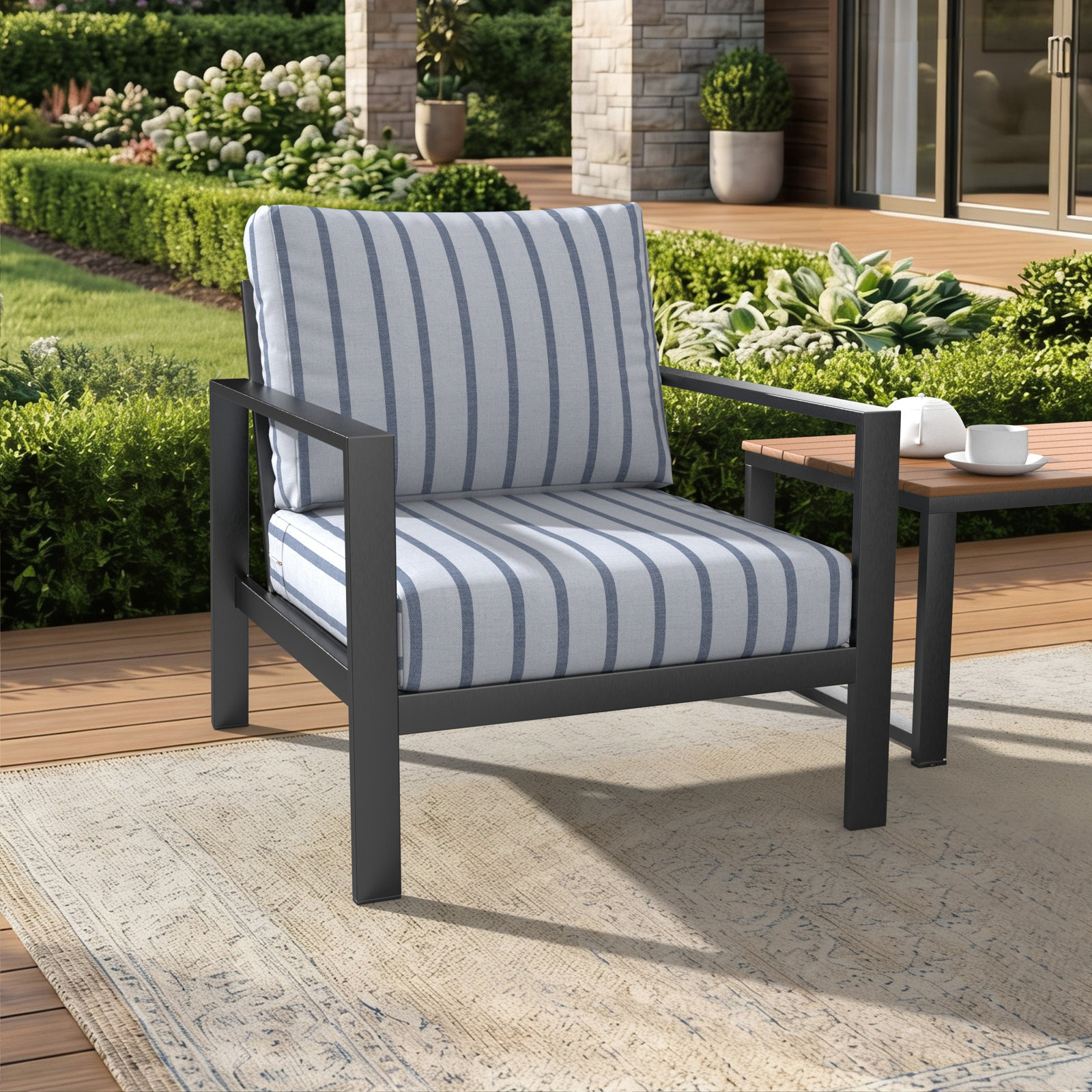 Amala Sunbrella® Seat and Back Cushion, 25" W x 5" D, Sunbrella Unwind Sky