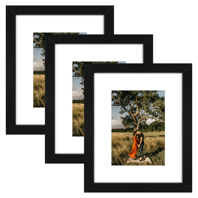 Cadres en bois d'ingénierie avec plexiglas, 8 po x 10 po, Noir