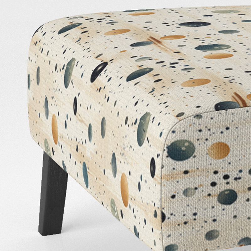 Rustic Splendor Motif à pois - Fauteuil de chambre rembourré moderne, fauteuil d'appoint noir