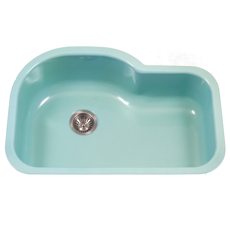 Porcela 31.25'' L Single Bowl Stainless Steel Kitchen Sink, White