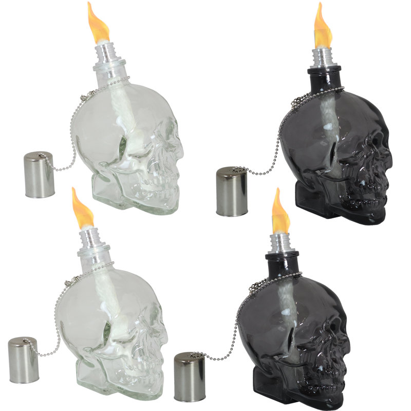 Torches de table Grinning Skull - 4 torches - noir, 4, Noir