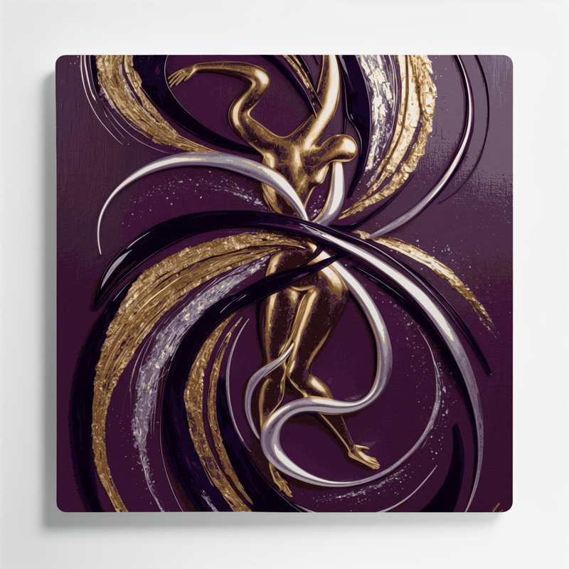 Abstrait figuratif 80, art mural en métal mauve, H 16 po x l 16 po