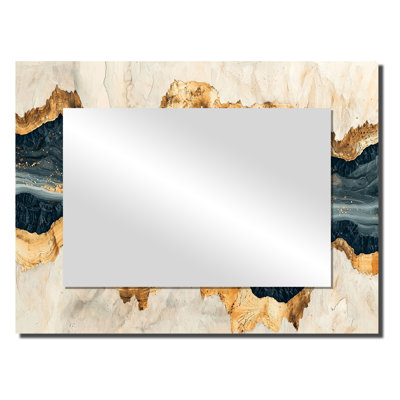 Modern Mustang Horse By The Golden River II - Horse Animal Mirror Wall Art - Printed On Metal
