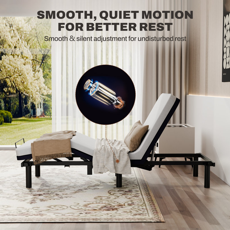 Boltz Adjustable Bed Frame with Head & Foot Lift & Corded Remote Control, Twin