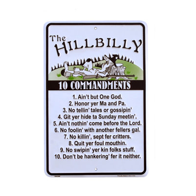 Hillbilly 10 Commandments Funny Sign Religious Christian Tin Wall Art Home Decor Hillbilly 10 Commandments Funny Sign Religious Christian Tin Wall Art Home Decor