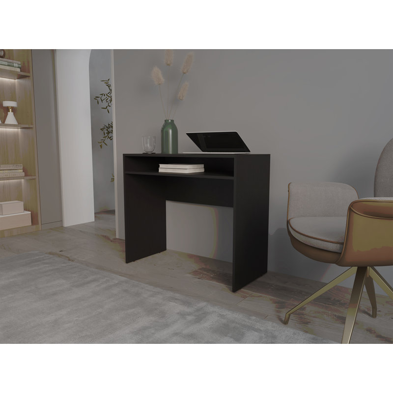 Bureau en mélamine avec rangement Estill, Noir