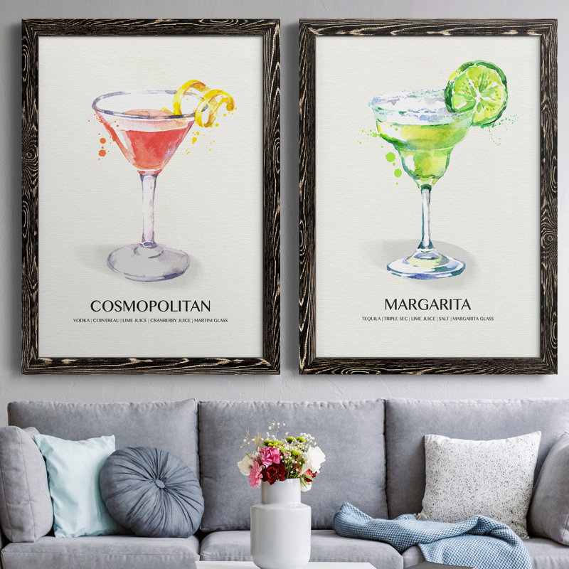 Cosmopolitan - Cadre photo 2 pièces, publicités sur toile, H 20 po x l 34 po x P 1,5 po, Cadre noir