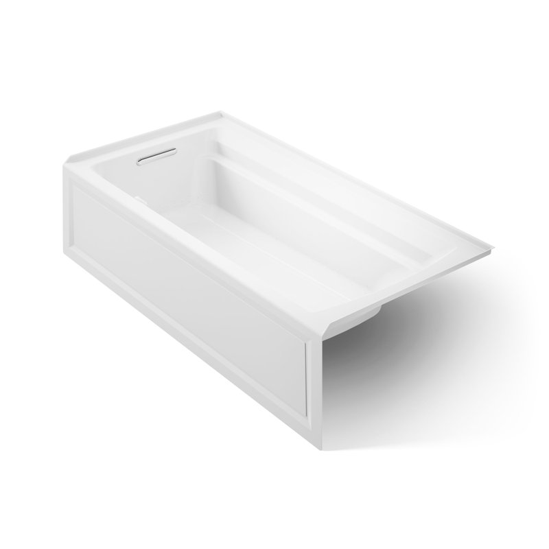 Archer 72" x 36" Alcove Air Acrylic Bathtub Heater Included, White, Left