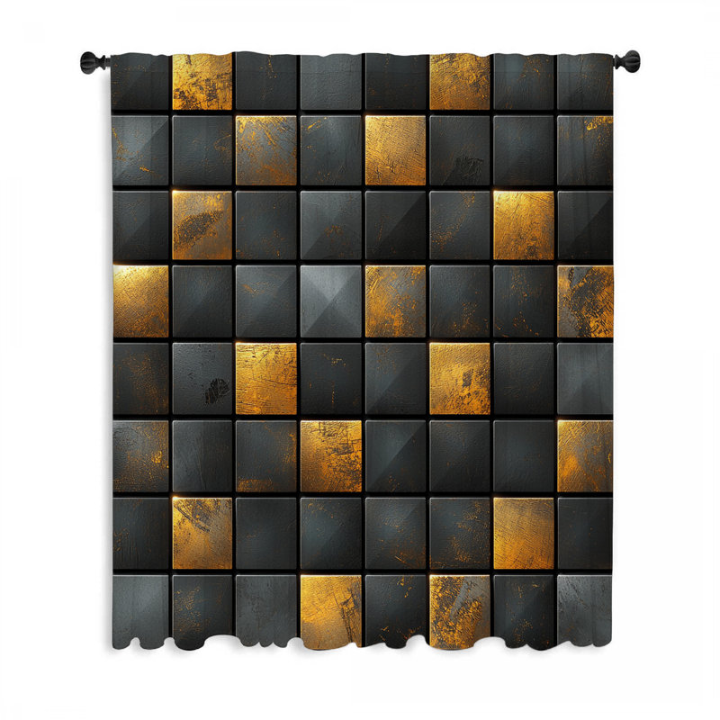 Squares Window Curtains, Graphics Blockout & Sheer Curtains - 1 Panel, 50'' W x 84'' L