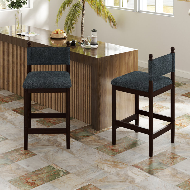 Chaise de bar 19 po avec pieds en bois, Gris