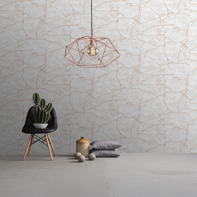 Superfresco Easy Kintsugi 10m x 52cm Matte Wallpaper Roll, Rose Gold