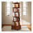 Rotating Bookshelf, 360 Display Corner Bookshelf for Small Space, 6 Tier Bookcase Storage Rack with Wheels, Wood Narrow Organizer for Bedroom, Living Room, Study Room, Walnut Brown,Shelves,Bookcase