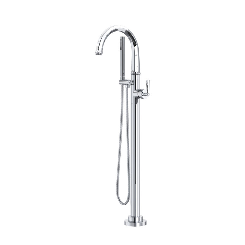 Modelle Single Hole Floor Mount Tub Filler Trim, Polished Chrome