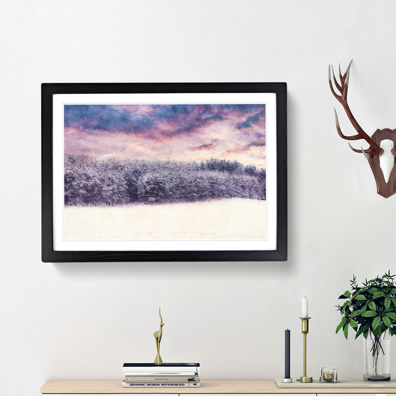 Purple Sky at Winter - Framed Print, 33cm H x 45cm W x 2cm D, Black Framed