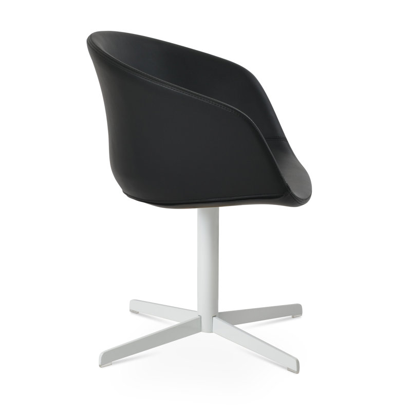 Chaise de salle à manger Tribeca, Blanc / Blanc, Similicuir noir