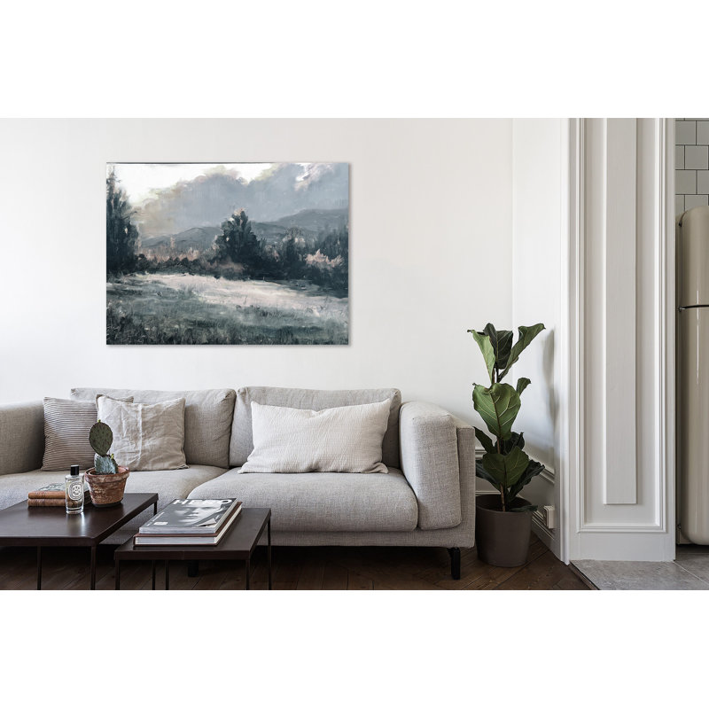 Paysage noir et blanc - reproduction sur toile tendue, H 24 po x l 32 po x P 1,5 po