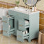 Meuble-lavabo 36 po avec lavabo en céramique, structure en bois massif, portes à fermeture en douceur, tablettes réglables, 3 tiroirs, y compris un tiroir à double profondeur pour le rangement du sèche-cheveux-1285252245