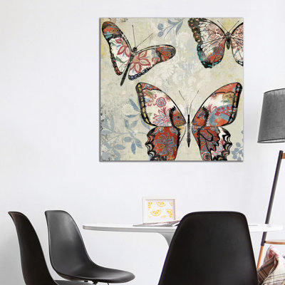 Patterned Butterflies I by Asia Jensen - Wrapped Canvas Print