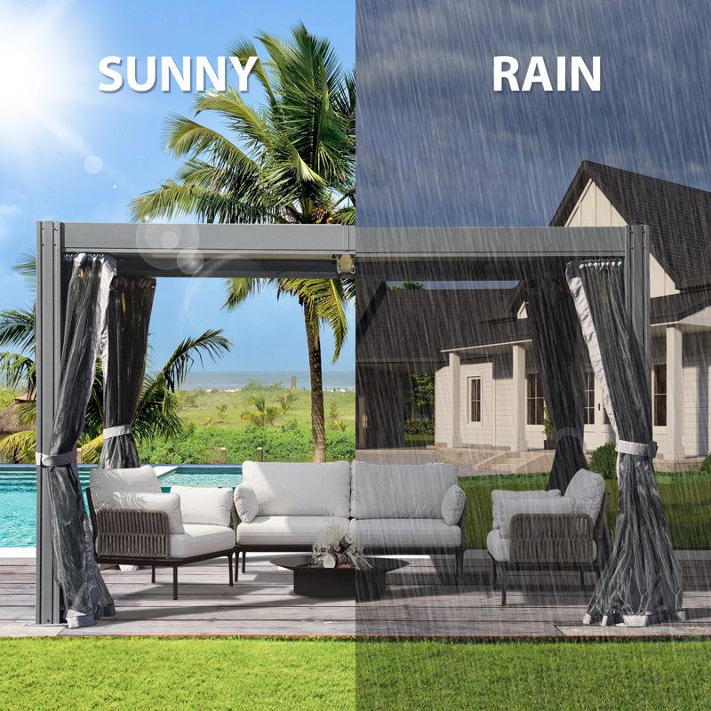Pergola Gazebo with Louvered Roof, Gray, 13 ft x 10 ft