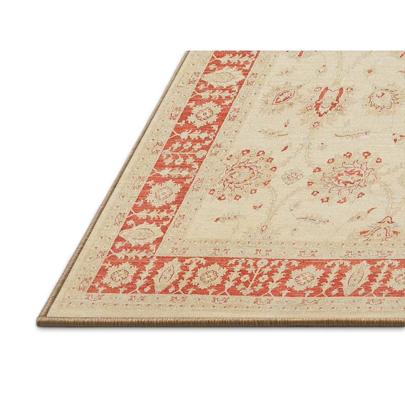 Tapis traditionnel rouge / beige Guanaja, Rectangle 3 pi x 5 pi