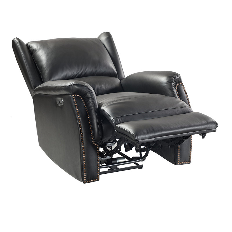 Power Recliner, Black  Genuine Leather