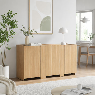 Buffet minimaliste moderne à 3 portes Soren avec portes de coin enveloppantes innovantes et rangement caché spacieux