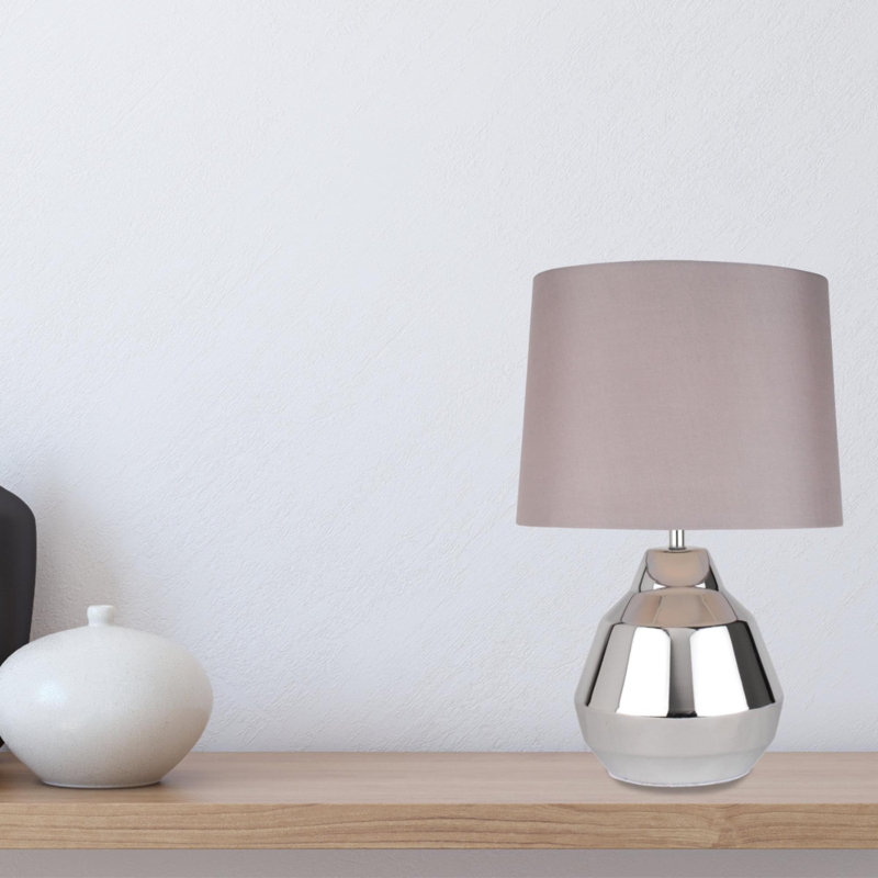 LaJuante Metal Table Lamp, Polished Chrome, Grey