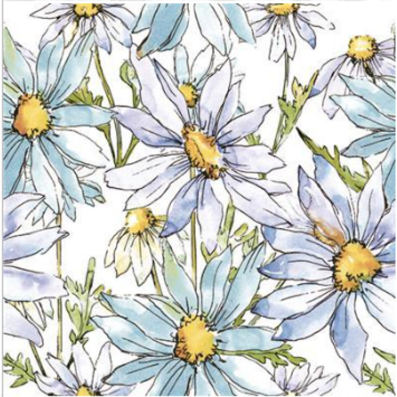 Ensemble de 20 serviettes délicates à motif marguerite bleue