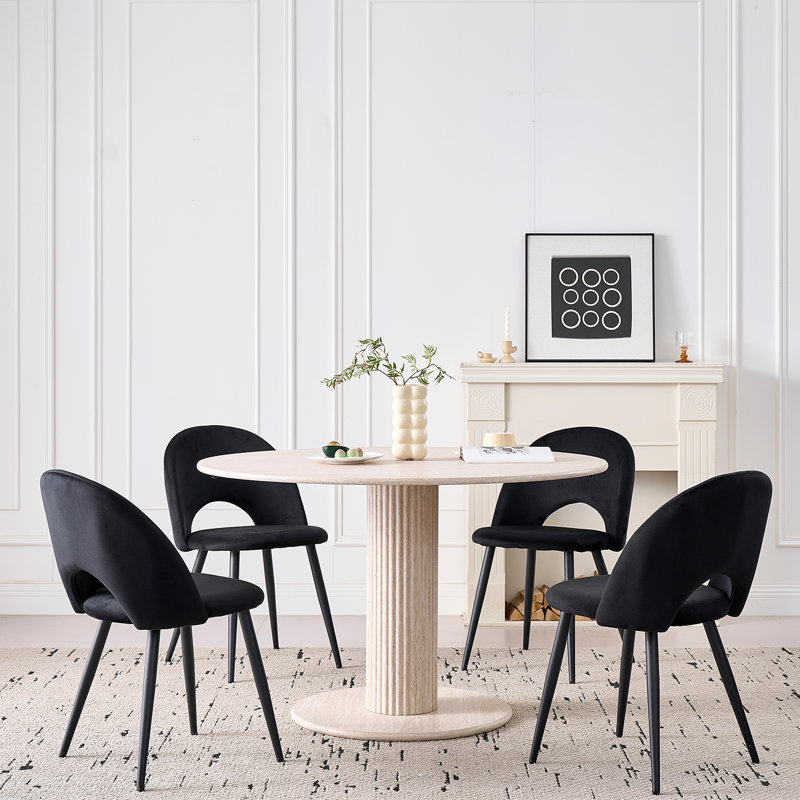 48cm H Upholstered Metal Side Chair, Black