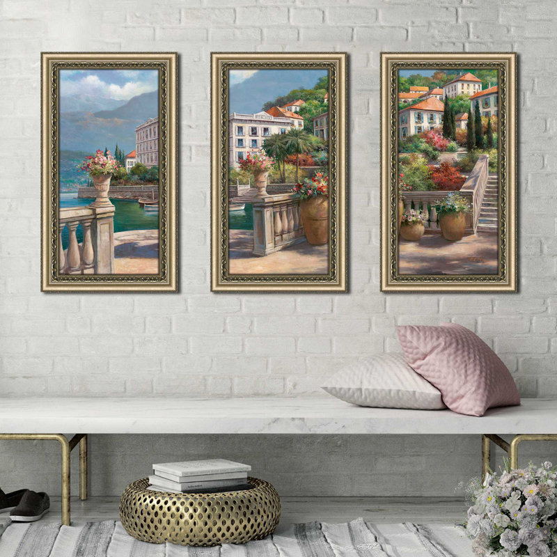 "Lago Di Como", impression sur acrylique 3 pièces, H 27,5 po x l 46,5 po x P 0,75 po