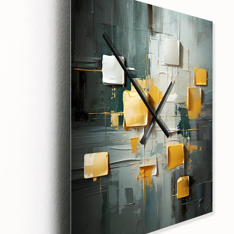 Perrone - Horloge murale peinture abstraite surdimensionnée, Très large