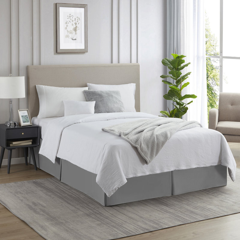 California King Gray Microfiber Split Corner Bed Skirt
