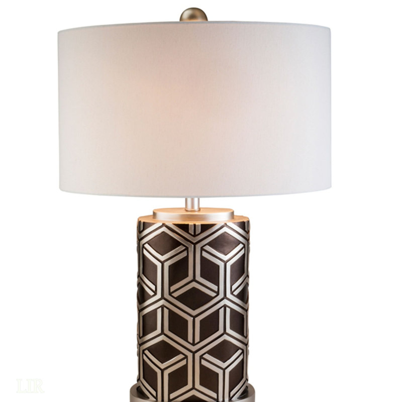 Lampe de table haute en polyrésine 29,5 po, conception tissage argent châtaignier, lampe de table