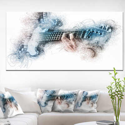 Peinture à l'aquarelle sur toile, jouant de la guitare