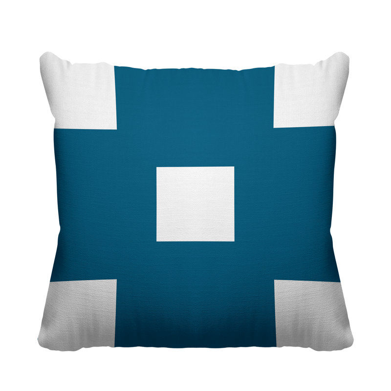 Luella Geometric Outdoor Reversible Throw Pillow, Turquoise, 15H" x 15W"