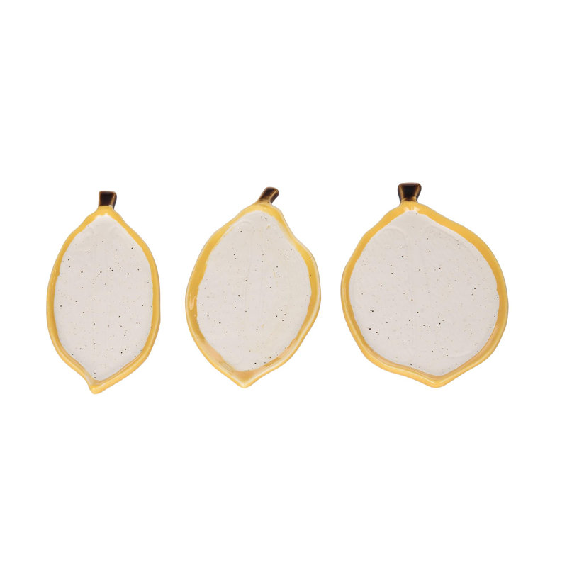  Ensemble de 3 assiettes décoratives en céramique citron