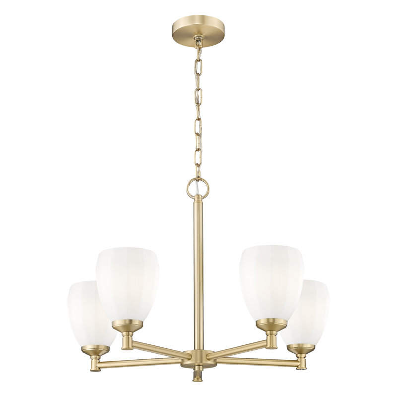 Mattera Modern Chandelier, 5 Lights, Gold, 18.25" H x 25" W x 25" D