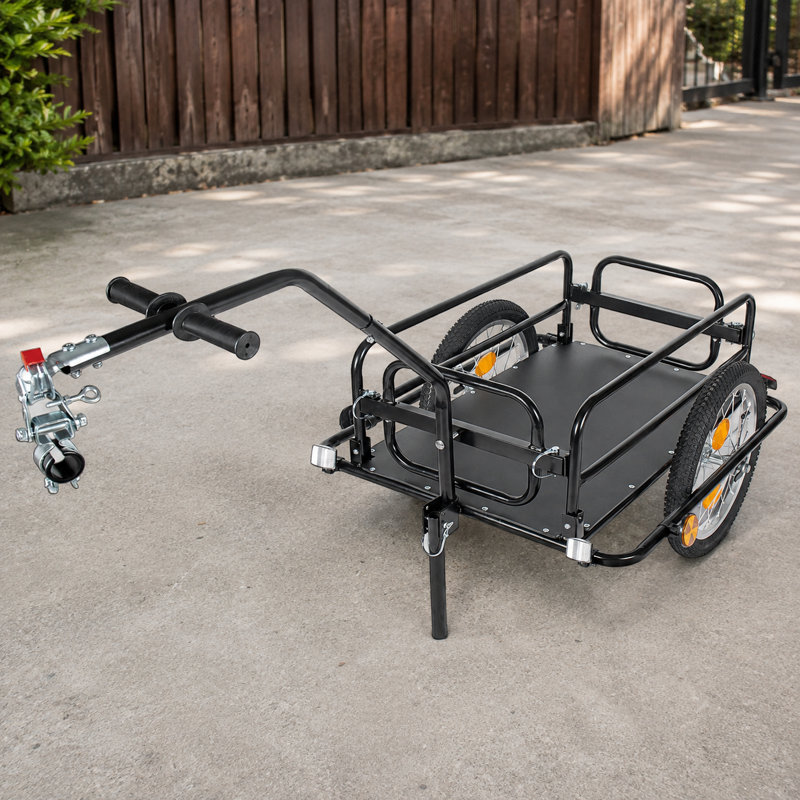 Remorque cargo pliable 2 en 1 de 82 kg (180 lb), cadre en acier au carbone avec roues de 40,6 cm (16 po) et bandes réfléchissantes, se replie en poussette.