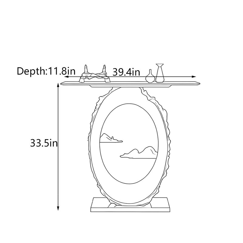 Console Minimalist, H 33,5 po x l 39,4 po x P 11,8 po, Orange