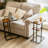 C Table End Table Set Of 2, Side Tables Living Room, C Shaped Side Table, Couch Tables That Slide Under Couch Table With Metal Frame, Rustic Snack Table For Bedroom/Small Spaces Large Desktop (Berry Brown/2 Pack)