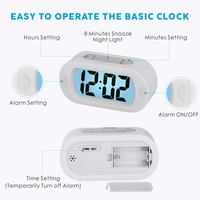 Digital Electric Alarm Tabletop Clock Green, White