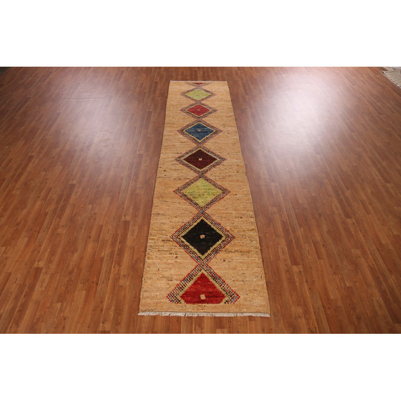 Handmade Moroccan Oriental Runner Rug 3x13
